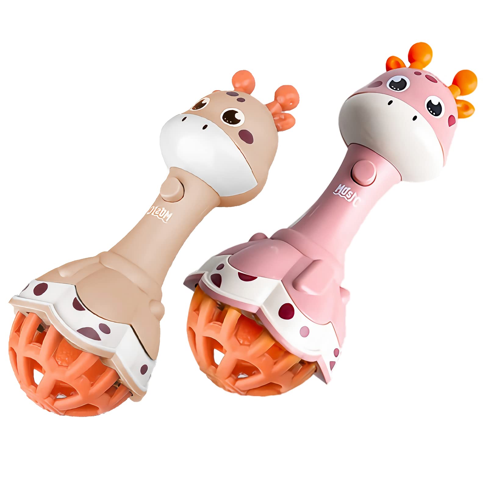 N\B Infant Shaker, Teether, Grab and Spin Rattles Toy (Red Brown)