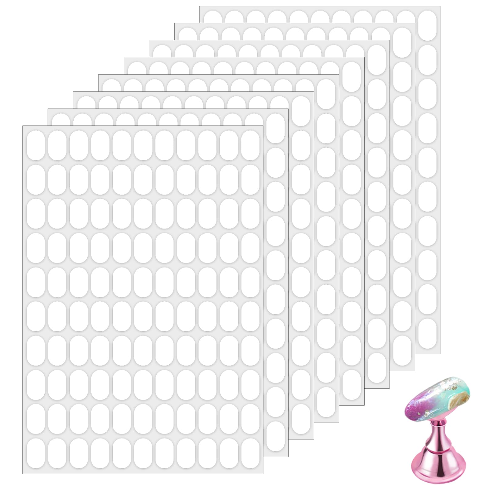 800 Pcs False Tip Double Sided Adhesive Tapes, Pre-cut Strips for Nail Art Holder Clear Nails Stand Sticky Tabs, Nails Adhesive Tapes for Nail Art Stand Practice Holder Color Chart Book