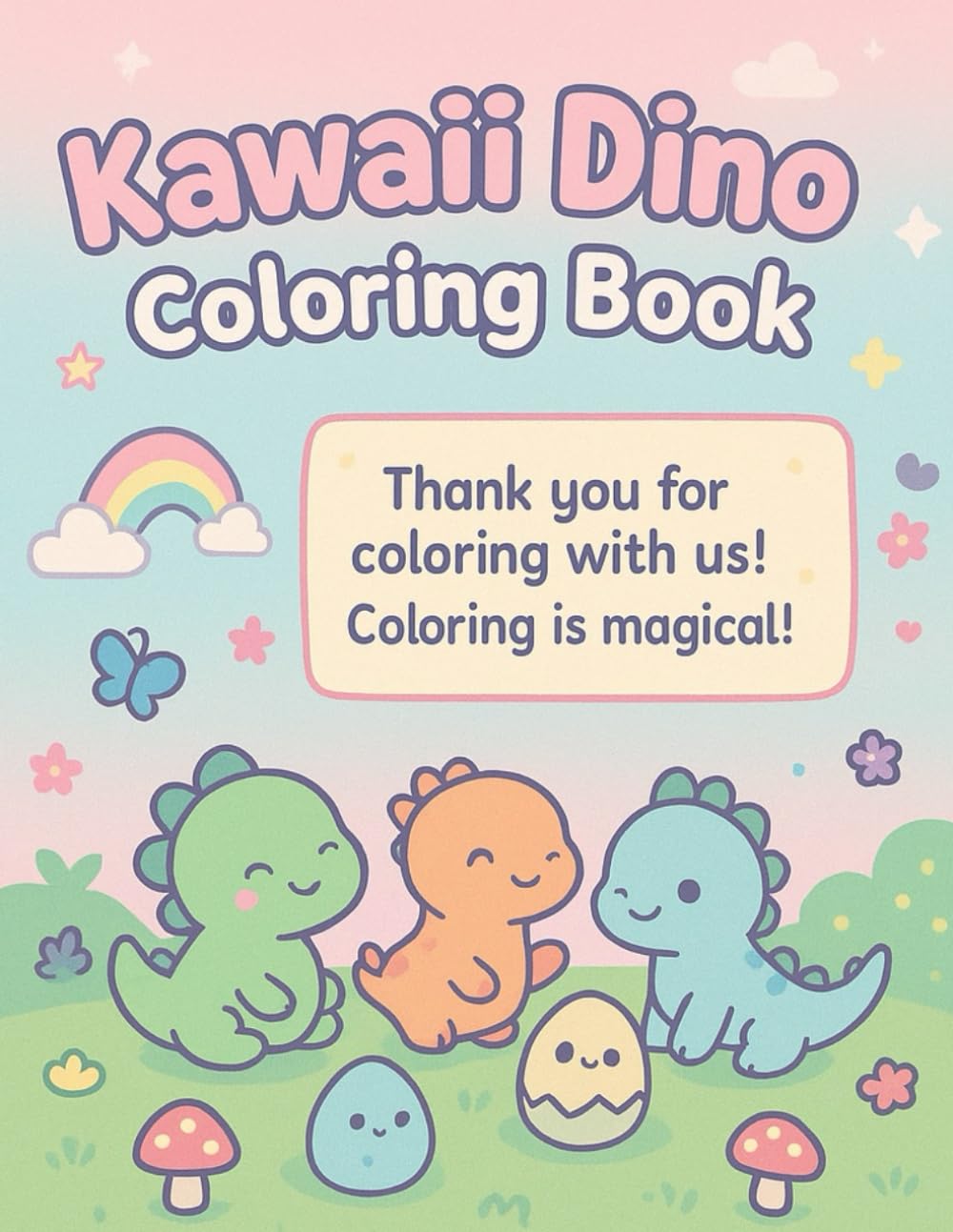 Kawaii Dino Coloring Book: A Fun Coloring Adventure for Kids Ages 4-8