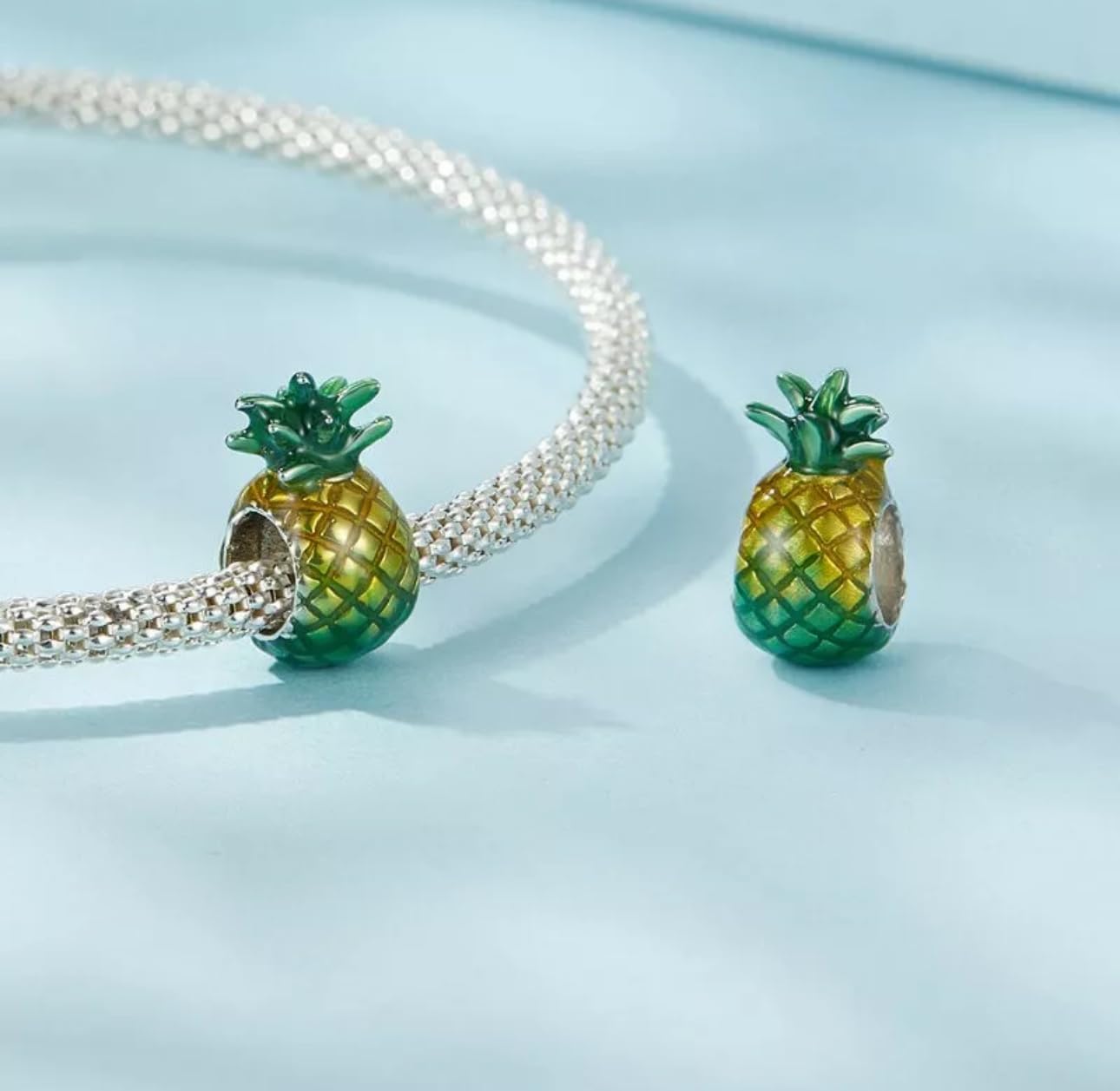 FLXHHX Abalorio De Piña, Fruta, Plata De Ley 925 Auténtica, Compatible con Pulsera