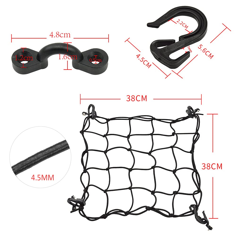 Elastic 4.5mm Latex Bungee Canoe Deck Net Small Mesh Design for Life Necessities with Pad Eye Hook Screw