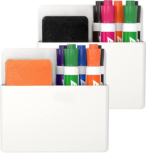 HBlife Soporte magnético para marcadores de borrado en seco, paquete de 2 soportes para bolígrafos y lápices para pizarra blanca, refrigerador y