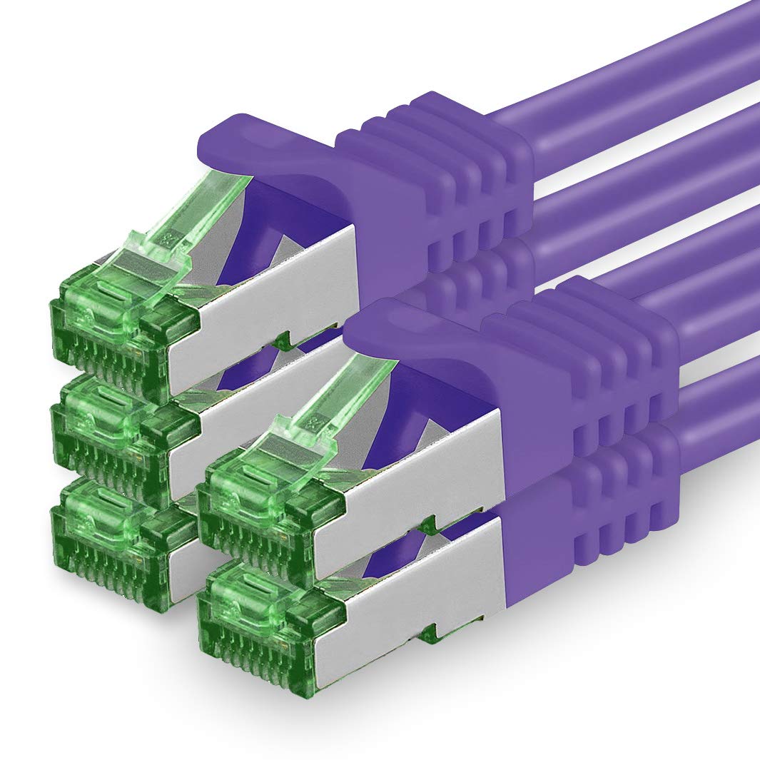 1aTTack.de 0.5 M Cat.7 Netzwerk-Kabel 5 Stück Cat7 Patch-Kabel Lan-Kabel Ethernet RJ45 10 Gbit/s (Alle Internetgeschwindigkeiten) Violett 0,5 Meter