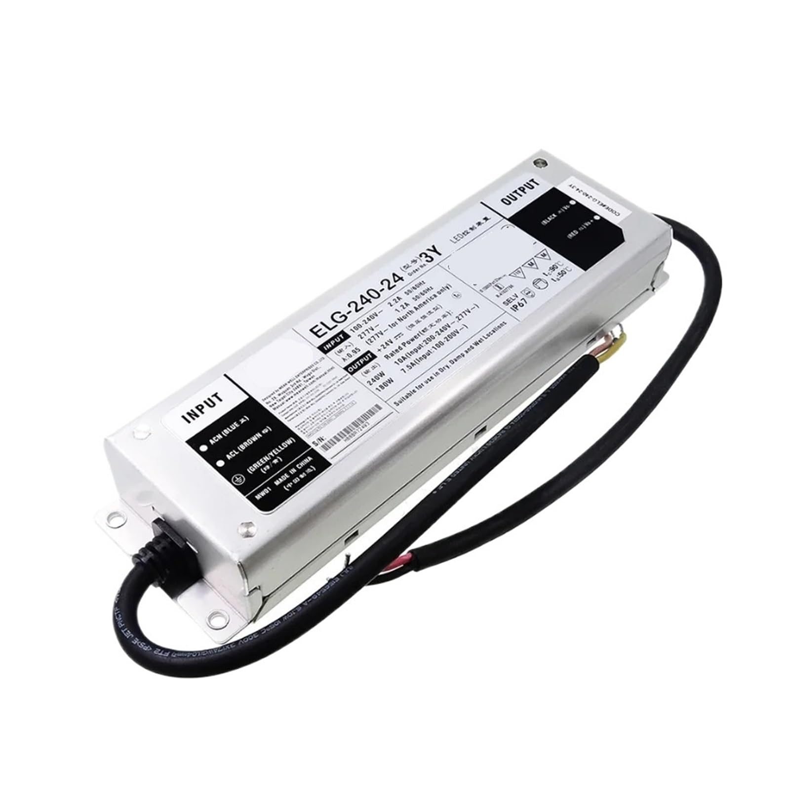 Fuente de alimentación Impermeable IP67 ELG-240-24-3Y ELG-240-36-3Y ELG-240-42-3Y ELG-240-48-3Y ELG-240-54-3Y(ELG-240-24-3Y)