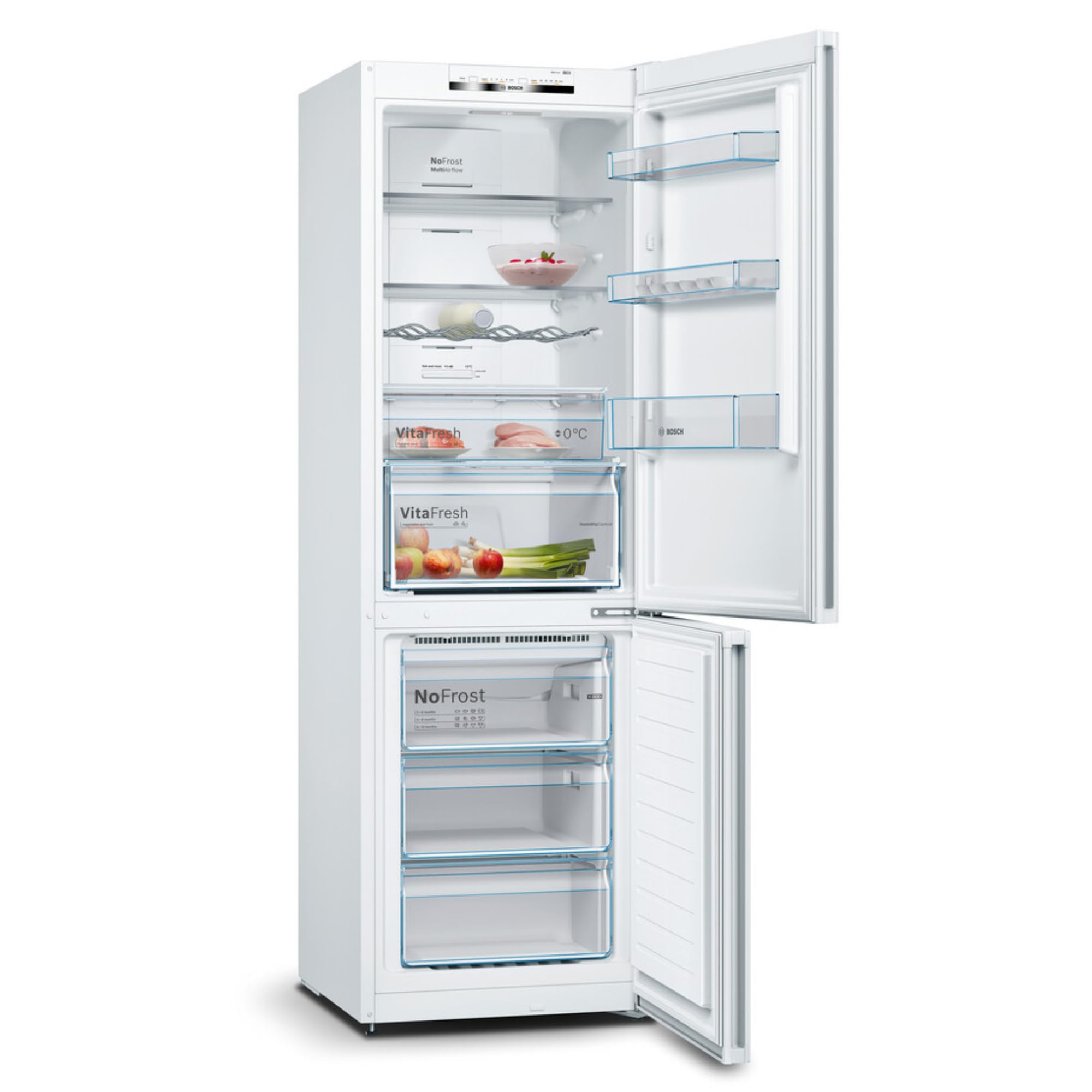Bosch - Frigorífico Combinado, Libre Instalación, Serie 4, 60 cm de ancho, Total NoFrost, Blanco, KGN362WED