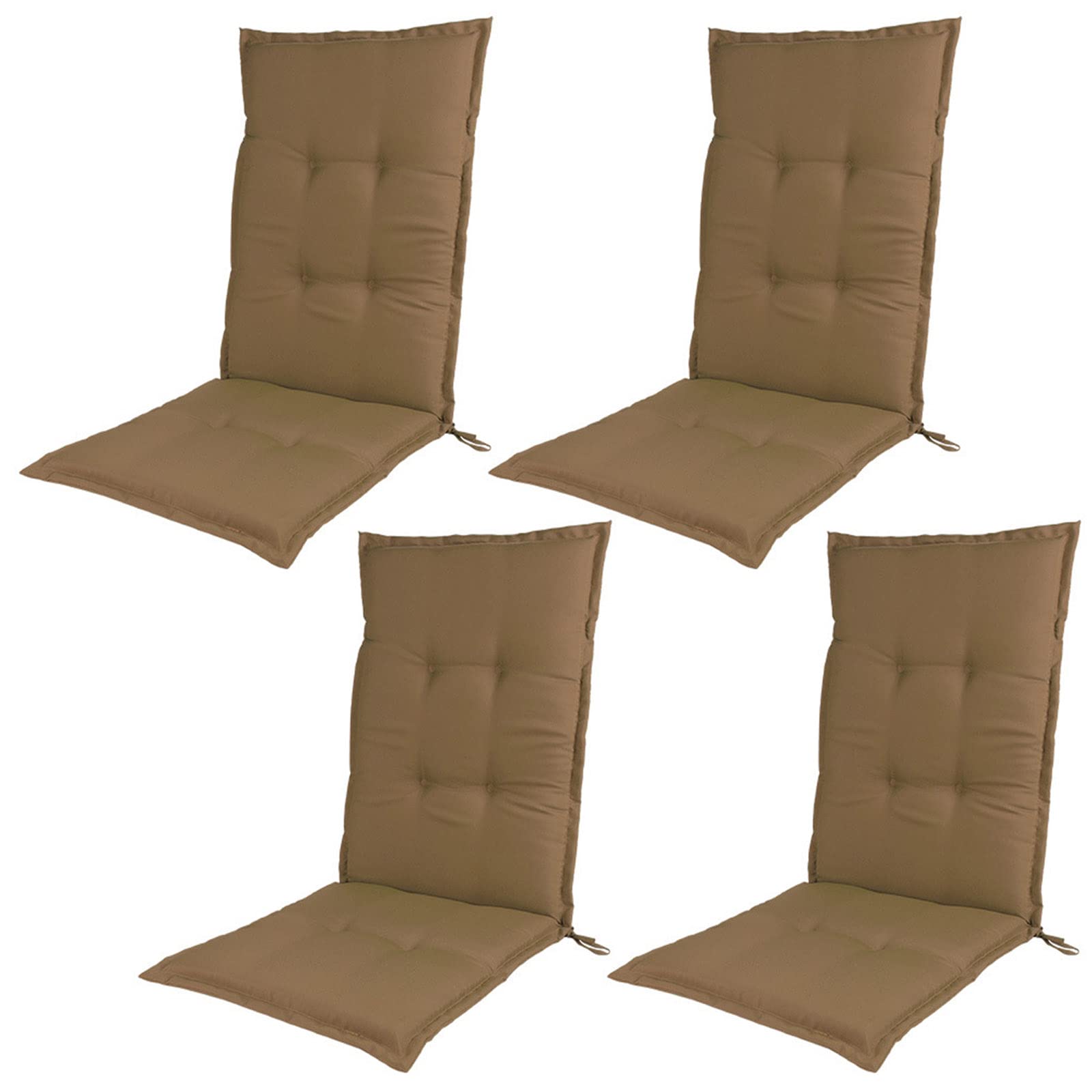 Coussins de chaise de jardin dossier haut 120 x 50 pour repas de famille en terrasse couleur café