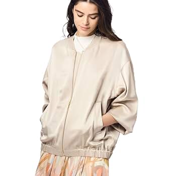 新品【洗える】ドレープサテン MA-1 ブルゾン　ブラック Amazon | [23区] 洗える ドレープサテン MA-1 ブルゾン ベージュ