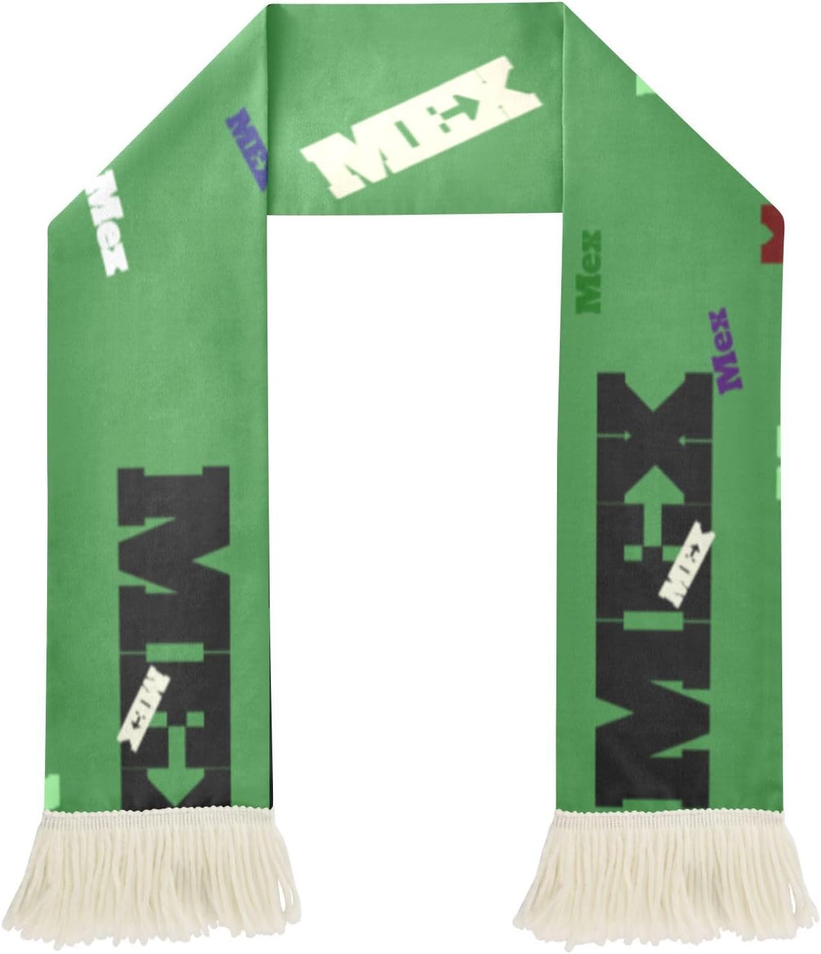 CHIFIGNO Mexico City Sports Fan Scarf for Soccer Matches, Fast Drying Polyester Sweat Scarf with Fringe for Fans