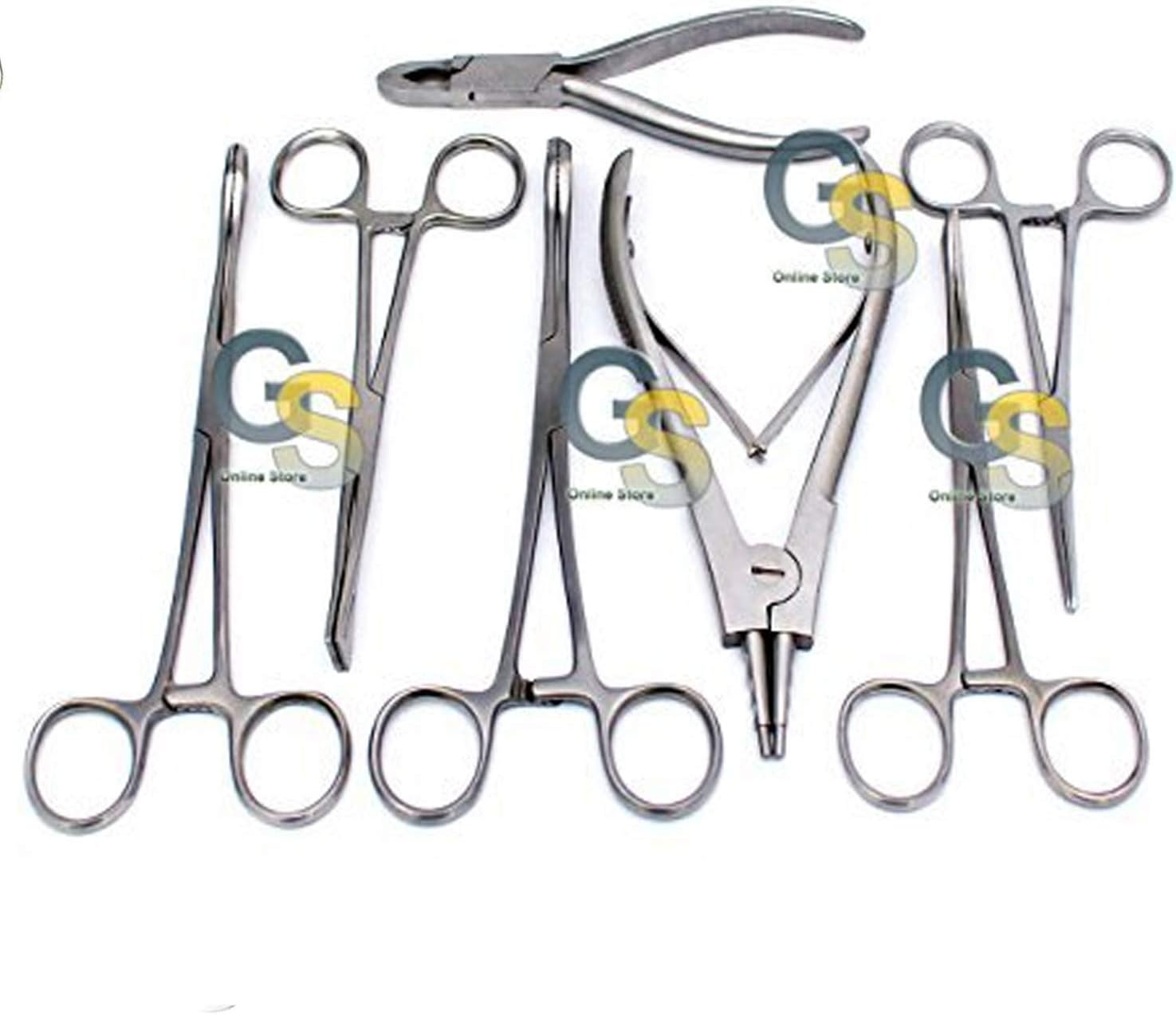 BODY PIERCING INSTRUMENTS KIT OF 7 PCS TOOLS PENINGTON FORCEPS G.S INSTRUMENTS by G.S SURGICAL