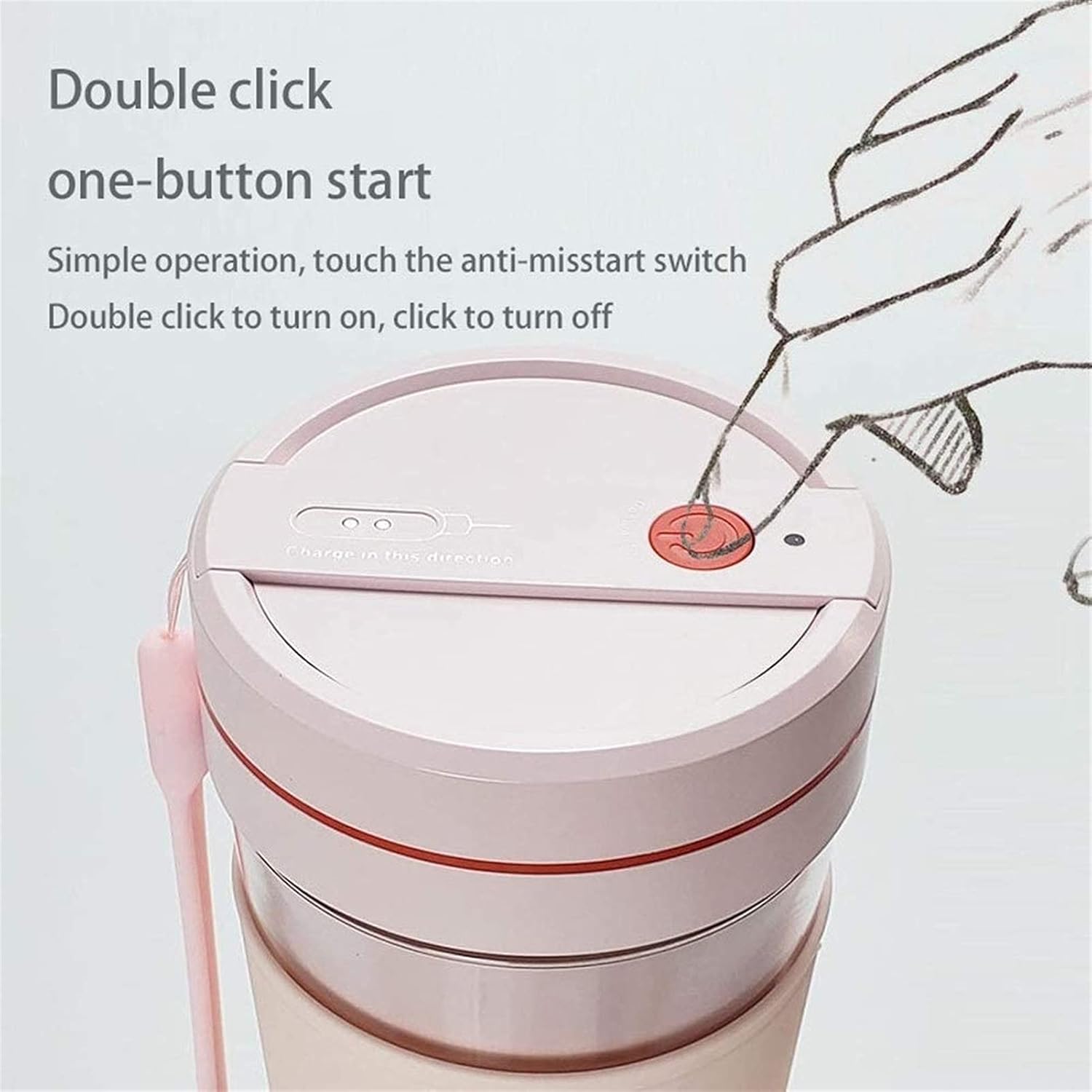 Portable Blender, Personal Size Blender for Smoothies, Juice and Shakes, Food Grade Travel Blender Juicer Cup 11/20oz with USB Rechargeable for Home, Sport, Office, Outdoors (Color : Pink)