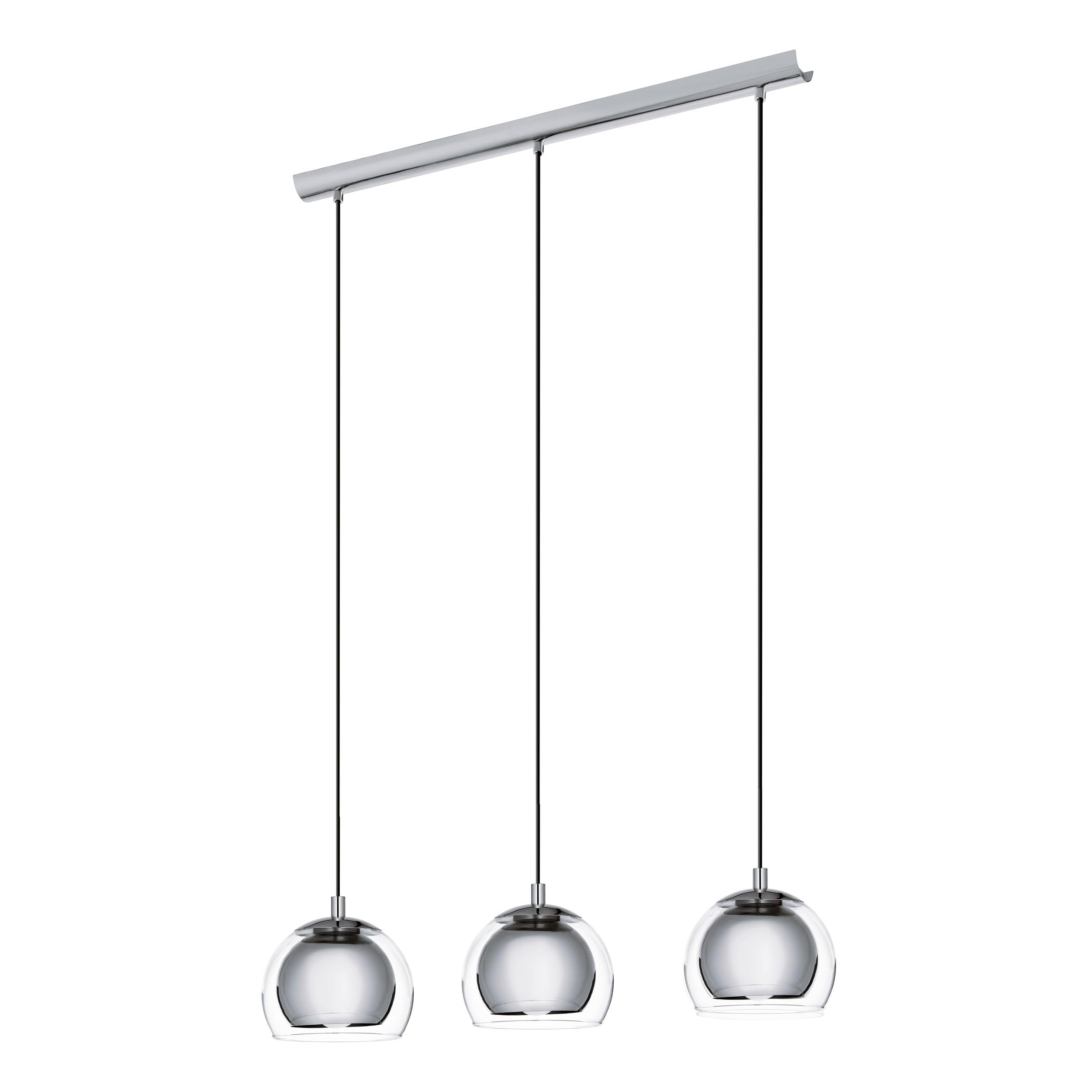 Eglo Unisex Metallic Silver Rocamar Glass & Metal 3-Light Ceiling Pendant In