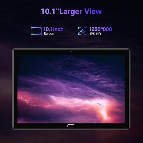 10.1 Inch Android Tablet, 1280*800 IPS, Black 2 in 1 with Keyboard