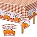 PLULON 3Pcs Thanksgiving Plastic Tablecloth Fall Maple Leaves Pumpkin Table Cover 137 x 274cm Rectangle Autumn Theme Table Cloth for Happy Thanksgiving Party Holiday Home Table Decorations