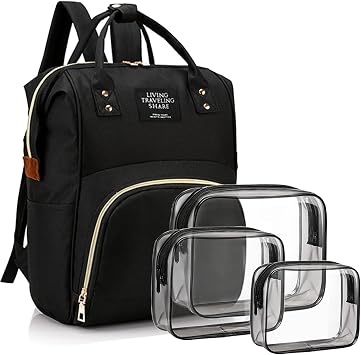Timberer Diaper Bag with Organizing Pouches, Nappy Bags Handbag Multifunction Diaper Bag for Baby Care Travel Backpack Large Capacity Black