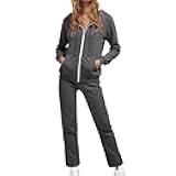 Sweatsuit Set for Women 2 Piece Outfits Fashion Airport Zip Up Sweatshirt Wide Leg Pants Travel Vacation Sweatsuits