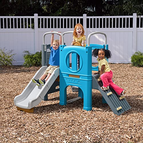 Step2 Scout & Slide Climber Toddler Playset – Toddler Play Gym With Elevated Kids Playhouse, Kids Slide, Two Climbing Walls, Steering Wheel, And Metal Bars – Dimensions 72.5" X 70" X 55.75" #TOP30