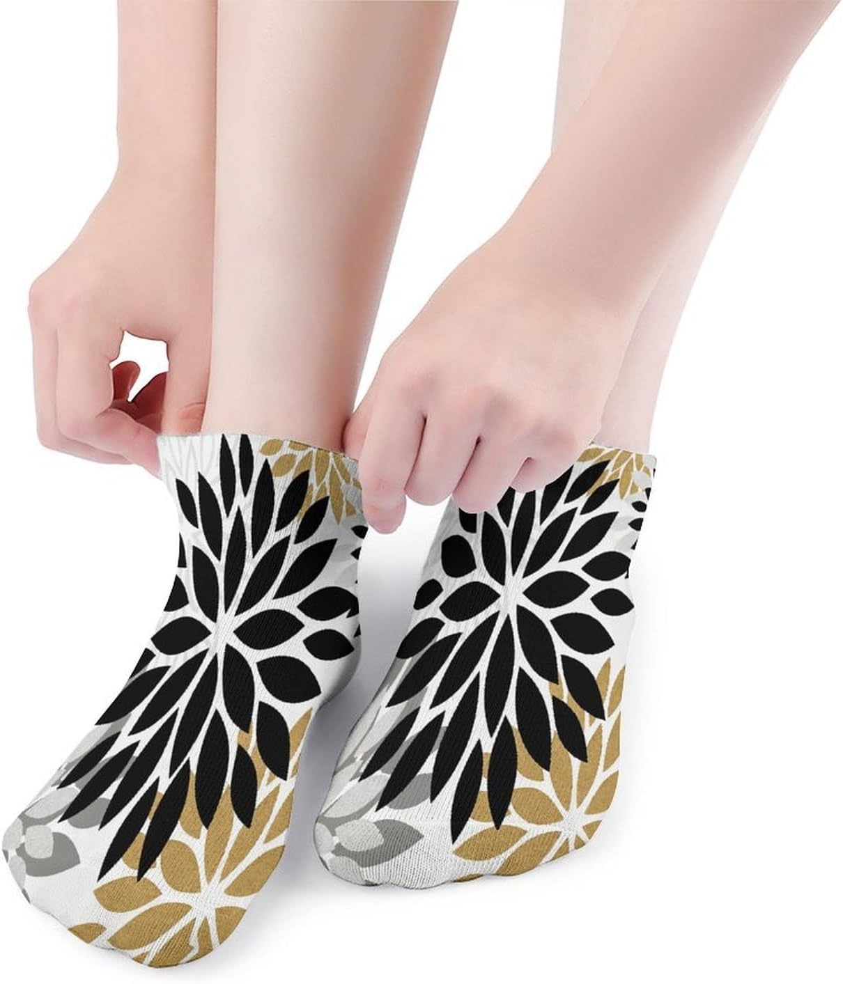 Brown Black Daisy Flower Ankle Sock Low Cut Socks Tube Socks for Sports