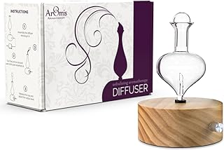 ArOmis Premium Glass Essential Oils Nebulizer - Waterless Diffuser for Aromatherapy - Handmade Oil Diffuser, Wooden Base, No Plastic, No Heat, No Battery, No LEDs - Solum Lux Eros