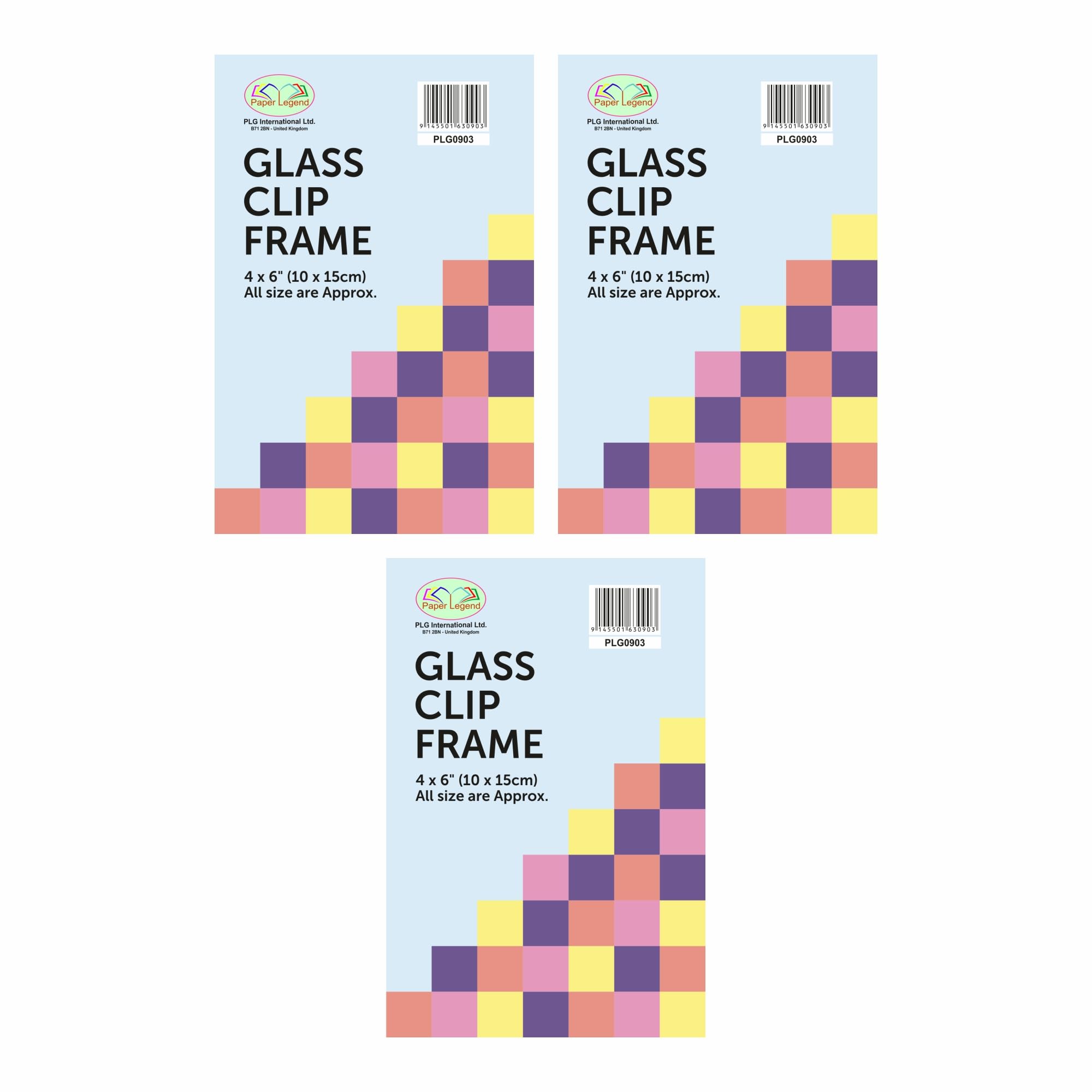 M1ss Clear (Pack Of 3 4" X 6" Glass Front Frameless Clip Frame Classic Wall Mountable Picture Frame Ideal For Home, Office Best Photos, Portraits, Certificates, Posters (10 X 15 Cm)