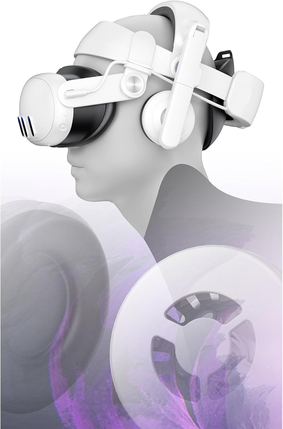 180&deg;調整可能＆ノイズキャンセリングテクノロジーを備えたVRヘッドセットヘッドバンド用の快適で柔軟なヘッドストラップ