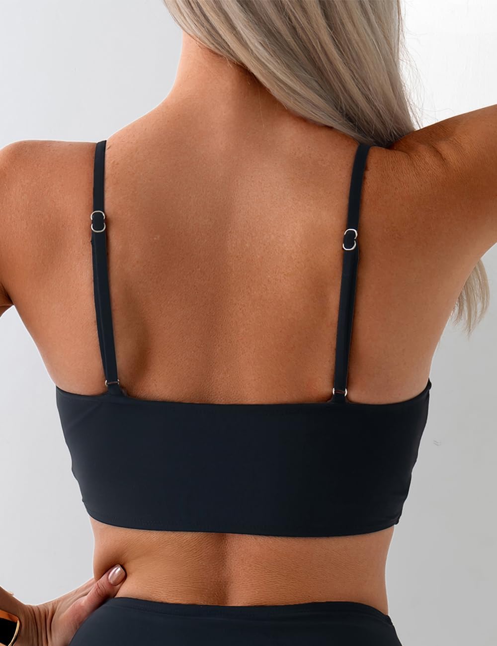 Tainehs Women's Bikini Tops V Neck Color Block Swimsuit Twist Front Bathing Suit - Image 3