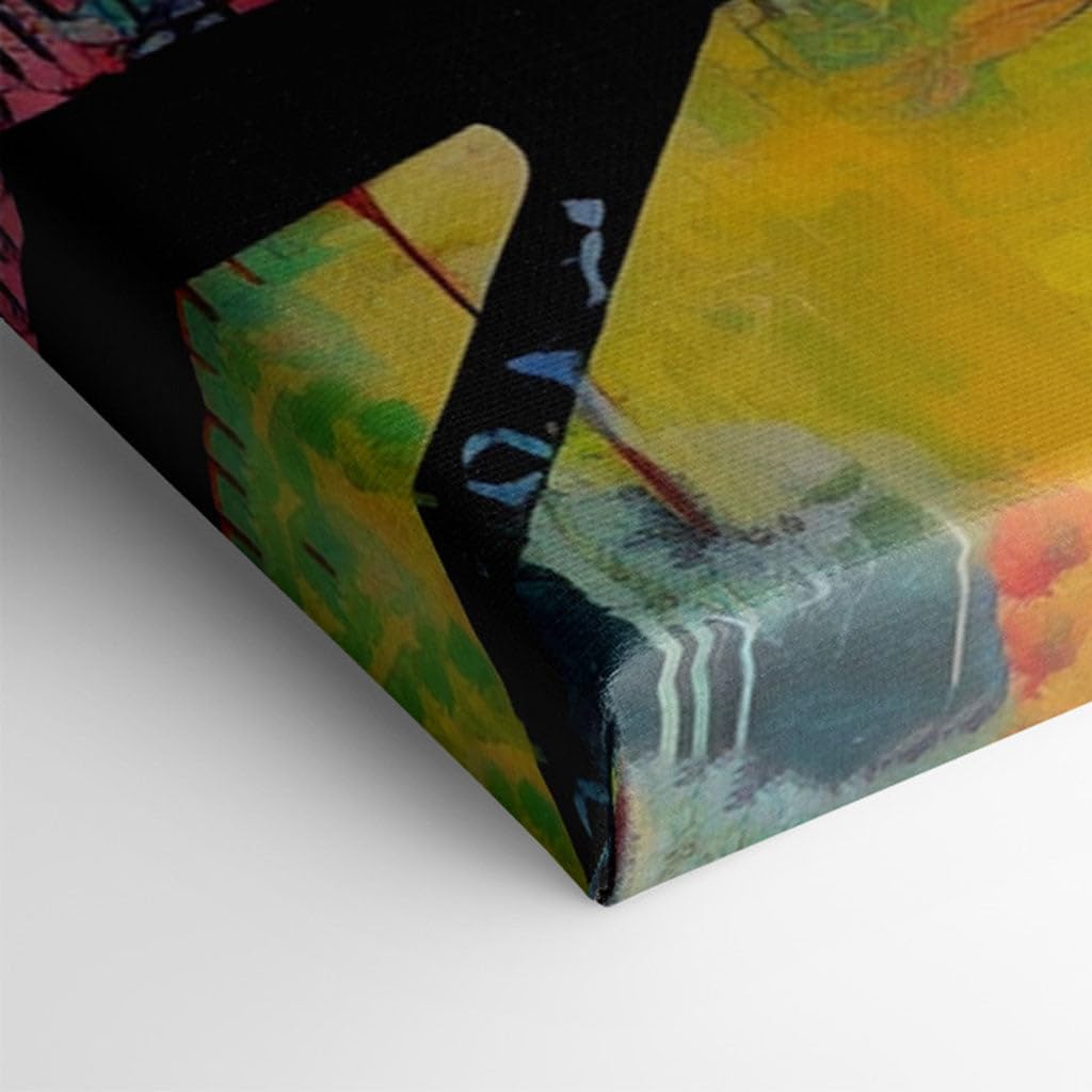 Canvas for Living room. Bridging Vibrance: The Bold Essence of a Black Bird Amidst a Colorful Celebration, 27 x 18 inch Canvas Wall Art - Ready to Hang