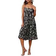 Summer Dresses for Women Vacation Smocked Floral Maxi Dress 2026 Spaghetti Strap Sleeveless Boho Beach Sundress Outfits