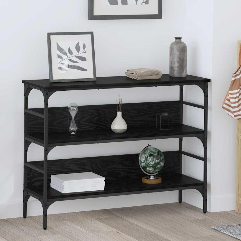 SXZenSpace Console Table Black Oak 100 x 32 75 cm Engineered Wood & Steel Frame Slim Hallway for Living Room Corridor Bedroom