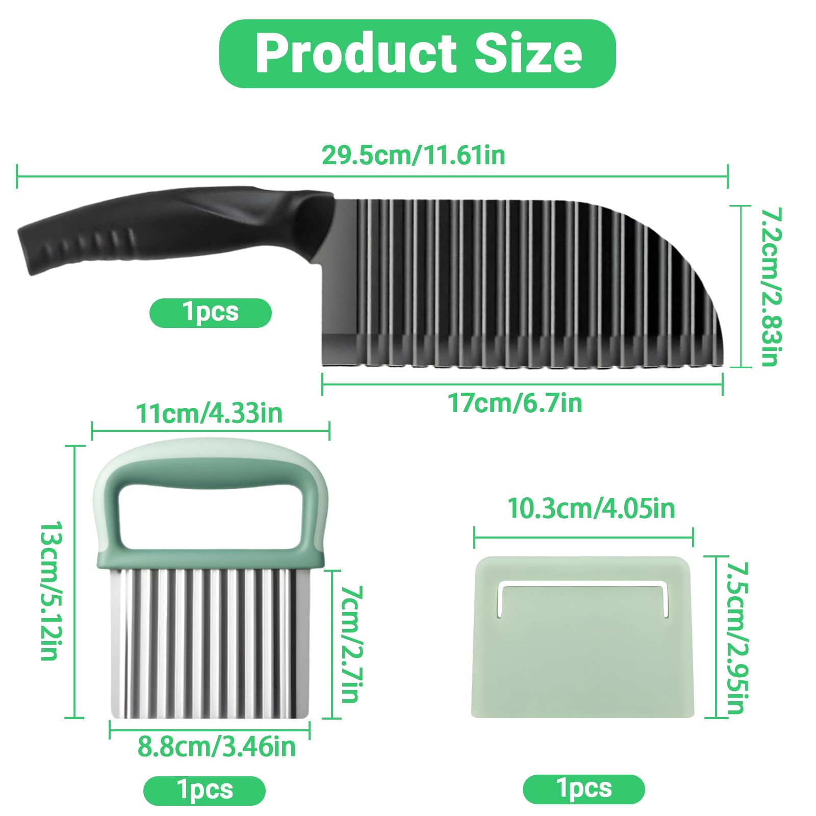 2 Pièces Couteau Ondulé et Crinkle Cutter en Acier Inoxydable, Coupe-Légumes Ondulé, Coupe Frites Trancheuse à Vagues avec Étui de Protection, pour Pommes de Terre, Carottes, Fruits et Salades