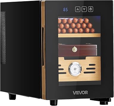 VEVOR Electric Humidor, 16L, 100 Counts Electric Cigar Humidor Cabinet with Cooling Temperature Control, Spanish Cedar Wood Shelves & Drawers, Mechanical Hygrometer, 2 Layers, Cooler for Household