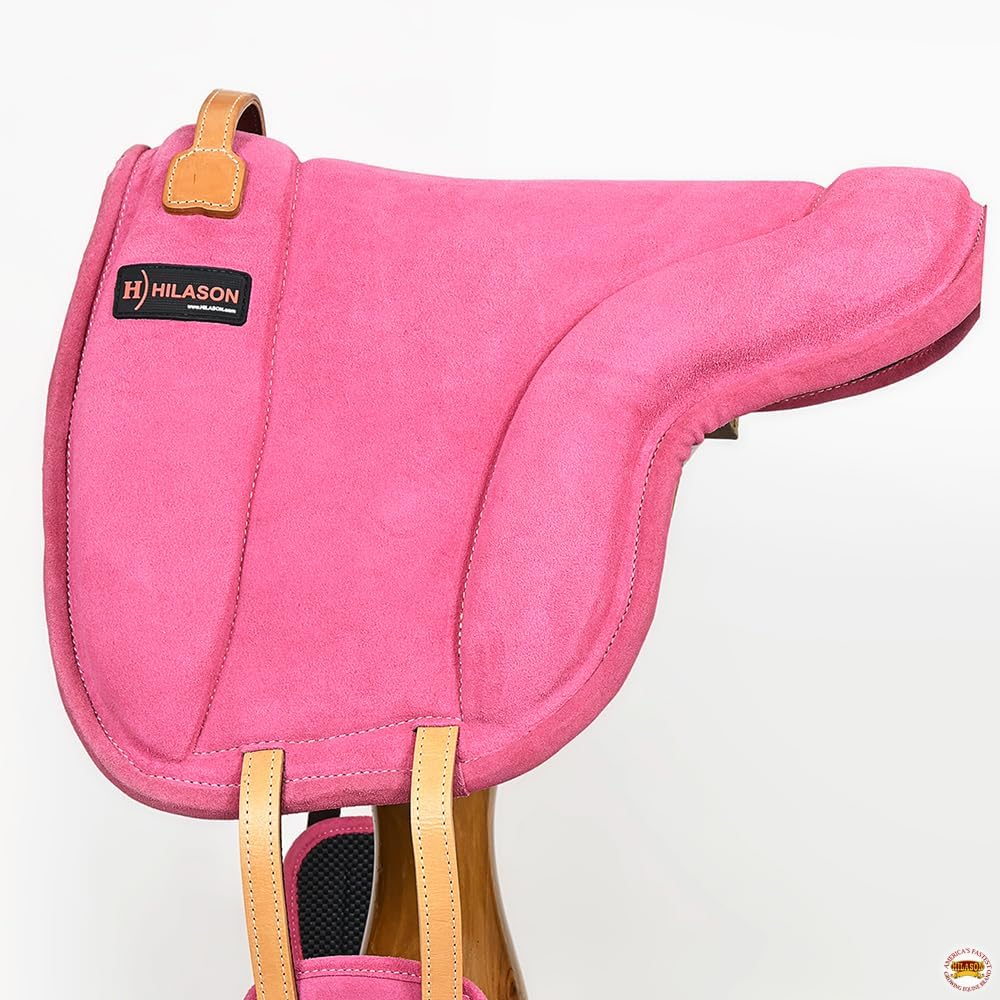 HILASON Horse Bareback Saddle Pad Anti Slip Base Suede Leather Pink | Baretek Riding for Horses