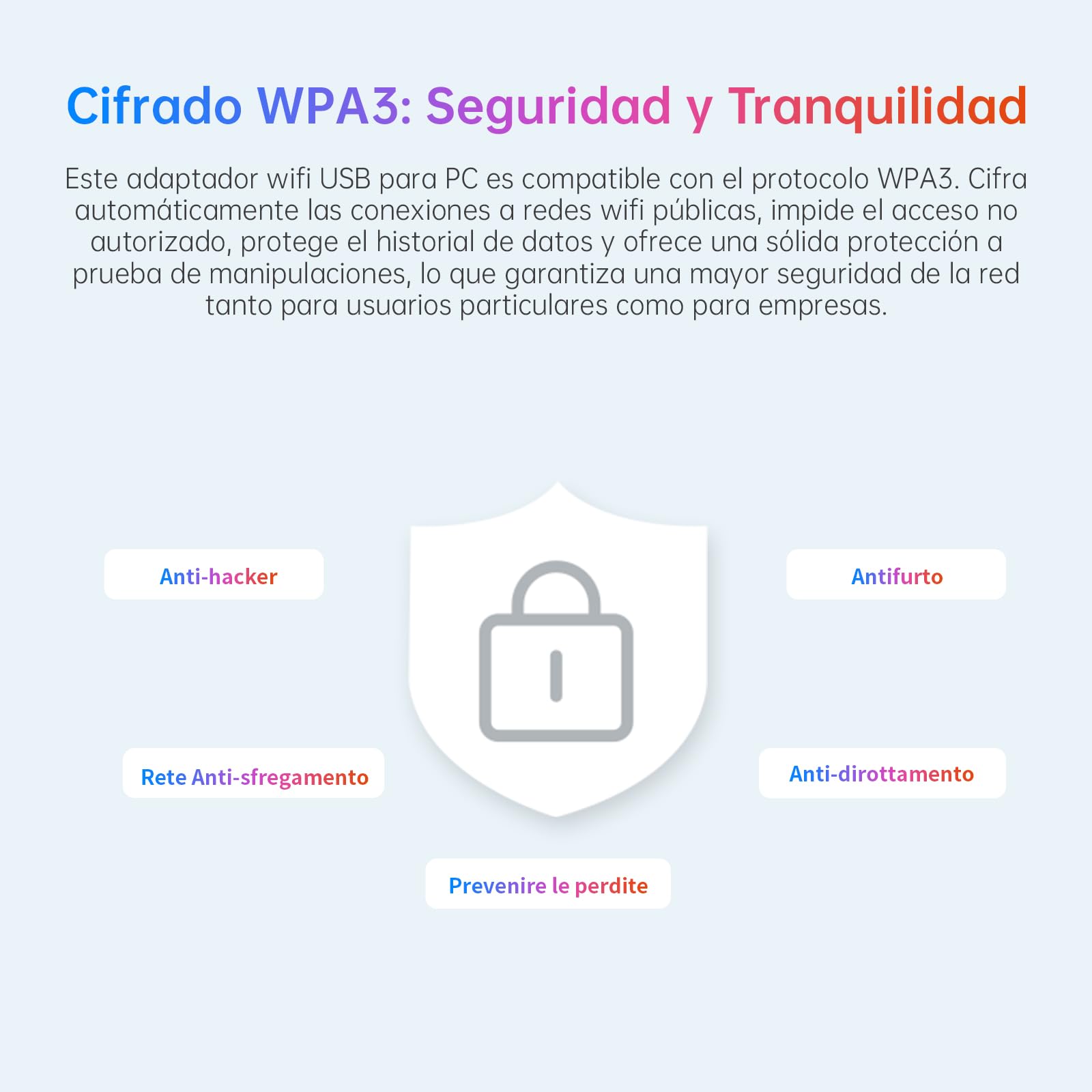 AX5400 Adaptador WiFi USB para PC, USB3.0 Tri-Banda 6/5/2,4GHz Antena WiFi PC, 2 Antenas de Alta Ganancia, Latencia Ultrabaja, MU-MIMO, OFDMA, WPA3, Compatible con Windows 11/10