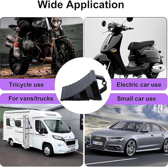 Wheel Chocks 2PCS Caravan Wheel Chocks With Handles Heavy Duty Car Wheel Chocks Stoppers Plastic Rubber Tyre Saver Trailer Chocks Rubber Chock Blocks Camper backstops 20x11x11.5CM