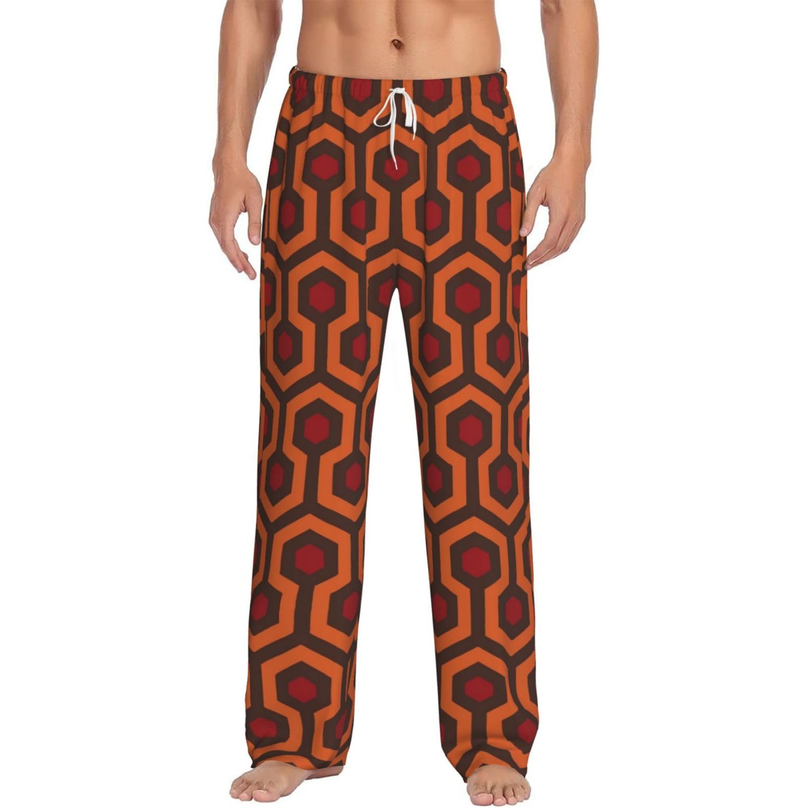 Pocuk Men's White Shining Overlook Pajama Pants Loose Leisure Loungewear Lie In Bed Sofa With Pockets Elastic Waist