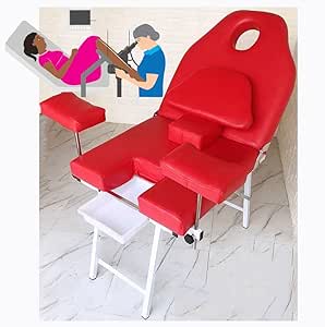 産婦人科診察台ポータブル 産科診察チェア分娩用 妊婦検診で内診 婦人科検査ベッに内診を 膣洗浄 ベッドマタニティベッド 組み立て不要/女性の体の美容ケア ベッド ステンレス鋼 で ベアリング 100Kg,赤,17kg