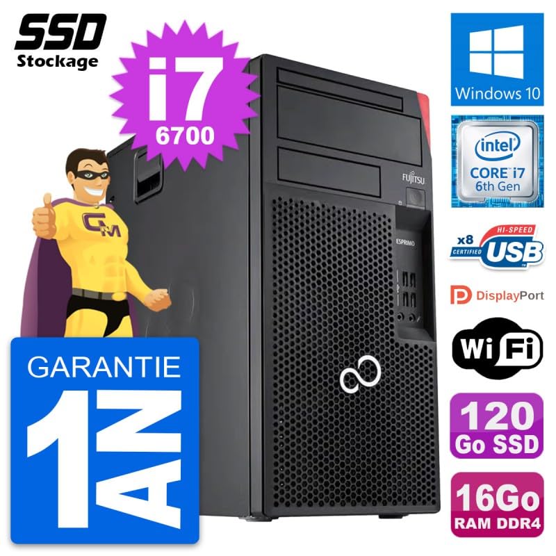 PC Tower Fujitsu Esprimo P557 MT Intel i7-6700 RAM 16GB SSD 120GB