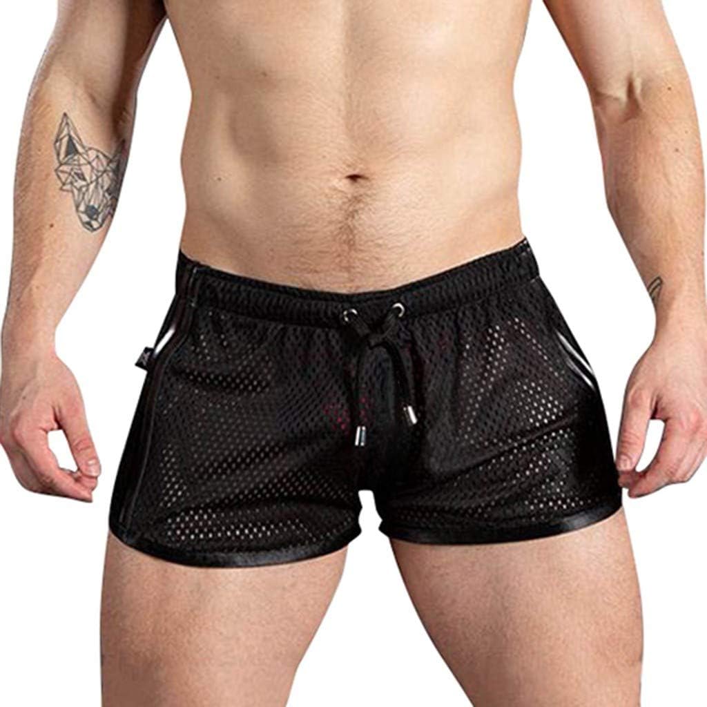 WENKOMG1 Mesh Gays Shorts for Men,3 Inch See Through Quick Dry Square Leg Bathing Swimming Trunk Booty Bottom Shorts | 