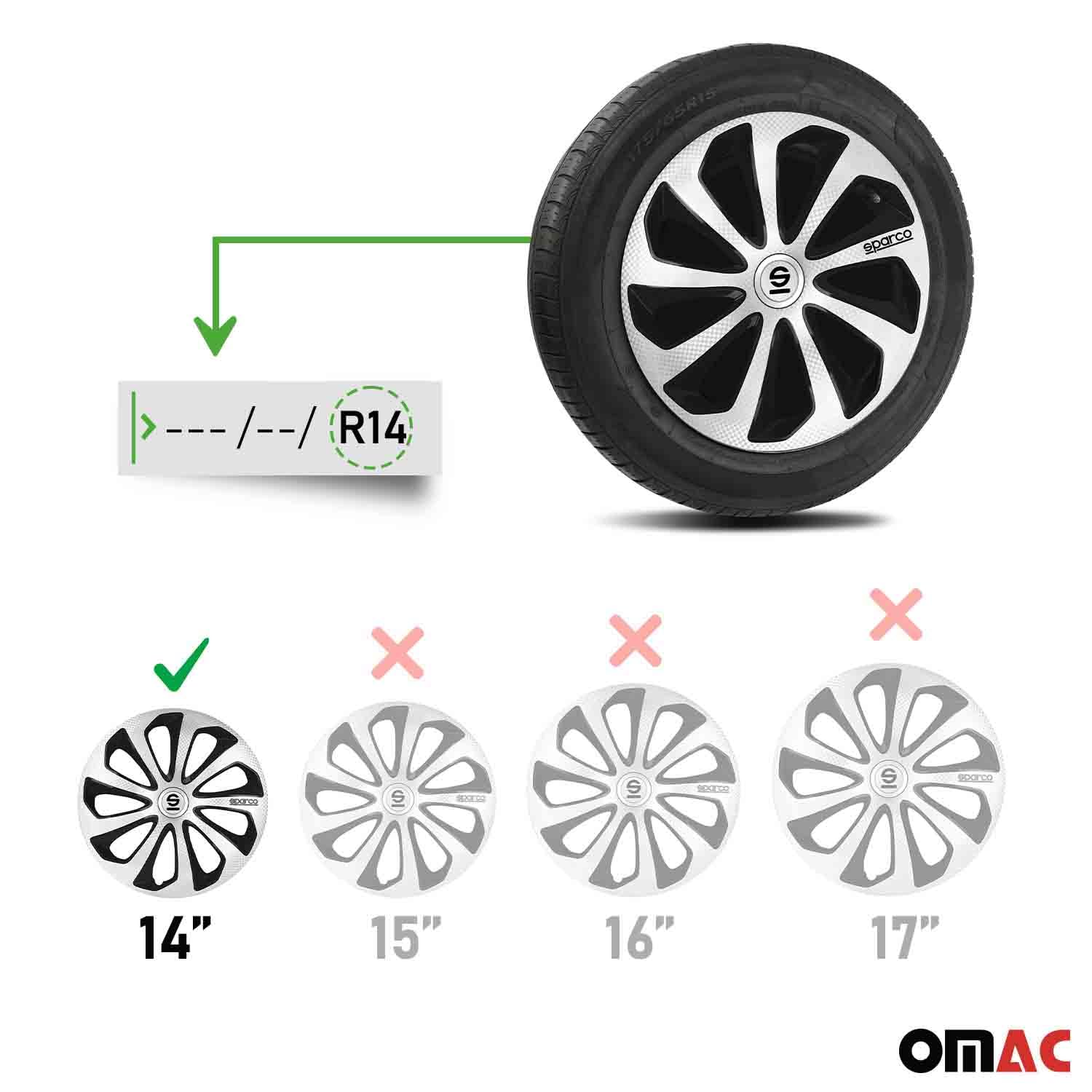 Wieldoppen set SPARCO BARI - ROMA zilver-zwart 15 inch