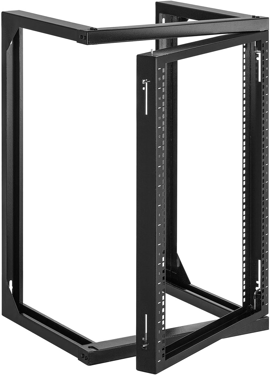 15U Open Frame Server Rack, Free Standing or Wall Mount Rack with 180 Degrees Gate Swing, Network Rack for 19" IT Equipment & A/V Devices