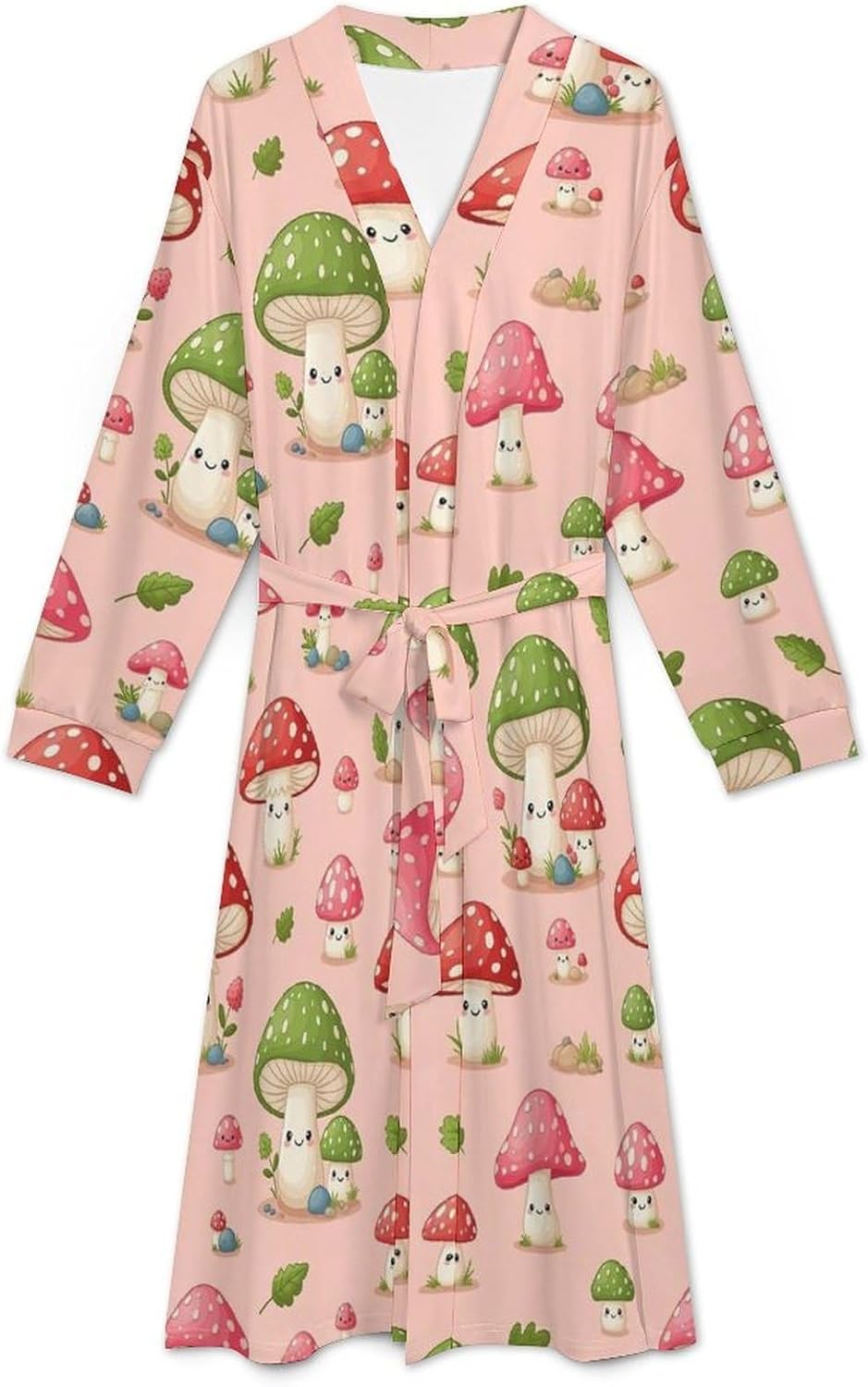 Robes for Women, Breathable Absorbent Bathrobe Open Front, V Neck Full-Length Kimono Robe for Hotel, Home