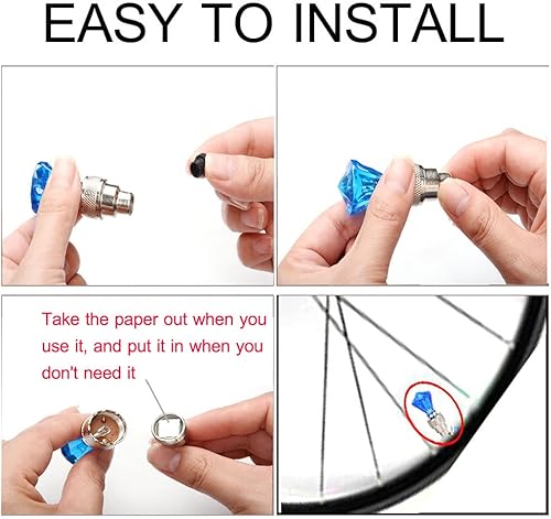 Miniatura 5 de 12 luces LED de tapa de válvula de rueda de neumático para automóvil, bicicleta, motor de rueda (azul)