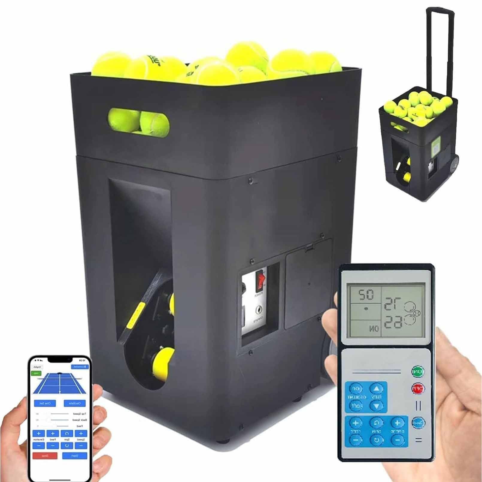 Macchina lanciapalle da Tennis Portatile, Lanciatore Automatico per Allenamento Individuale, Angolo Regolabile, velocità, Rotazione, capacità di 50 Palline per Principianti, Pratica Sportiva