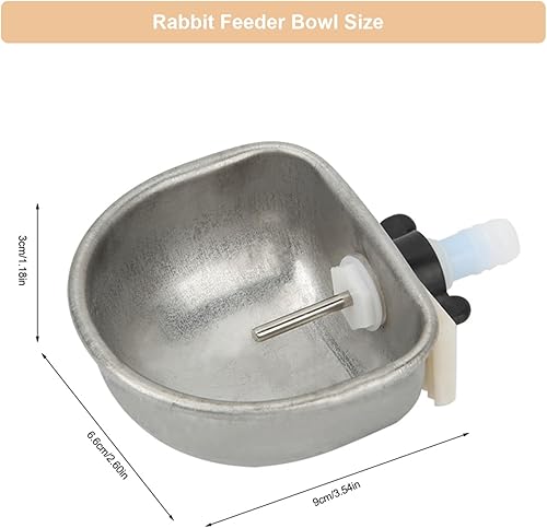 Miniatura 2 de 10 cuencos para alimentador de conejo, alimentador de agua para conejos, de acero inoxidable, pezón para agua potable, jaula colgante, herramienta