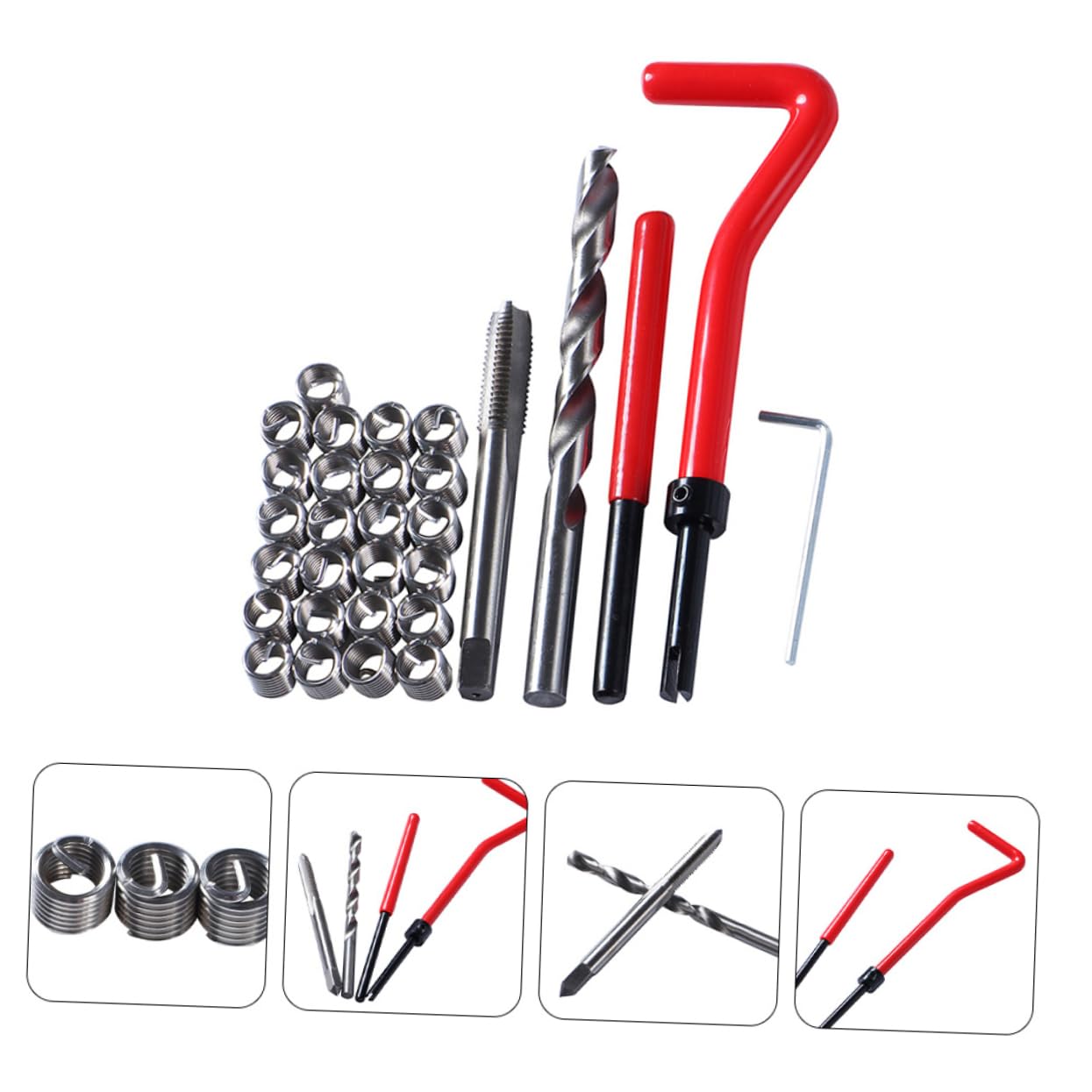 Anneome Rethreading Tool Set 30pc Thread Repair Kit Steel Repair Easy to Use Car Engine Repair