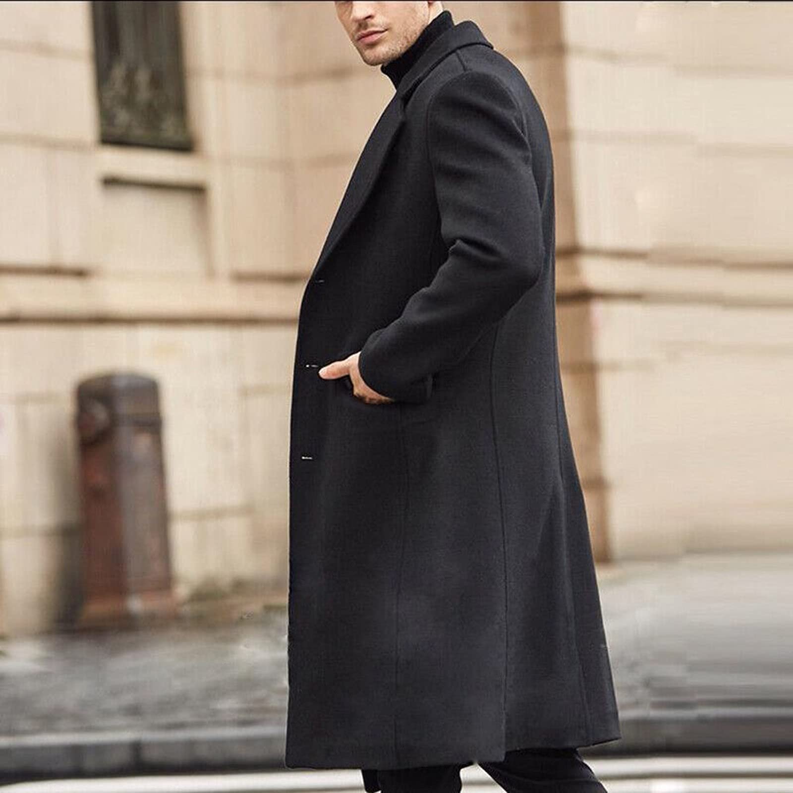 Manteau long britannique en laine chaude pour homme