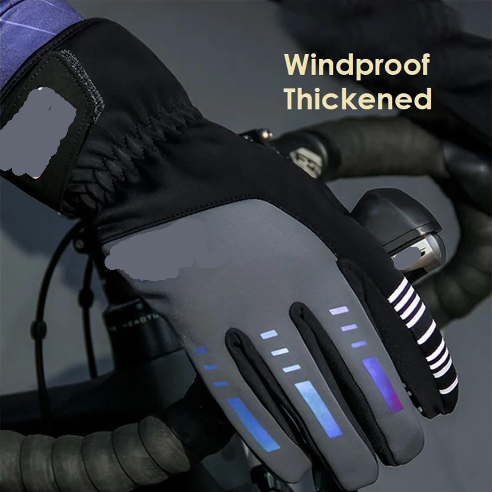 Guantes cálidos de Invierno for Hombre, Resistentes al Viento, con Dedos completos, for Bicicleta, Acolchado para Ciclismo