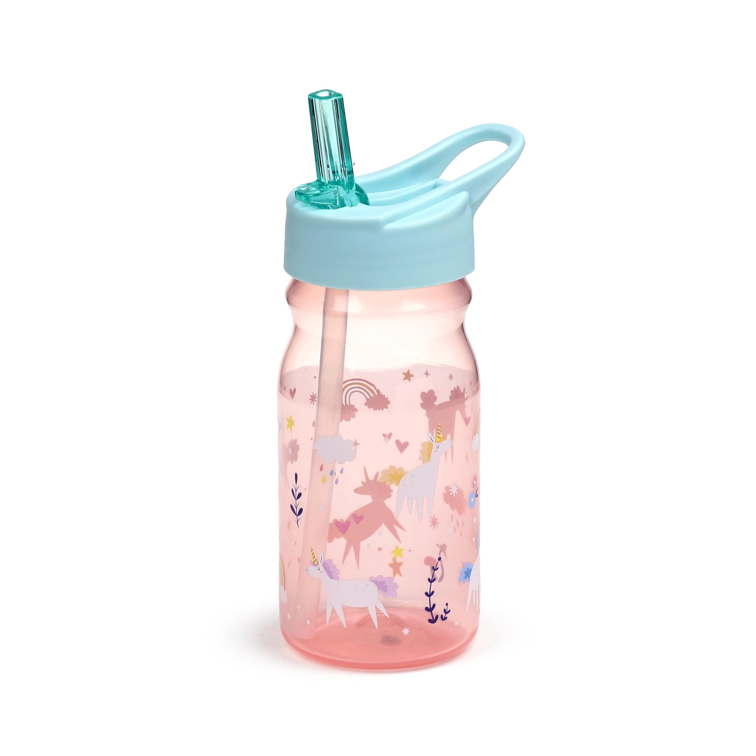 Puckator Set porte-goûter rose pour fille (boîte à déjeuner pour nourriture et bouteille d'eau avec paille) - magie de la licorne et arc-en-ciel, sans BPA