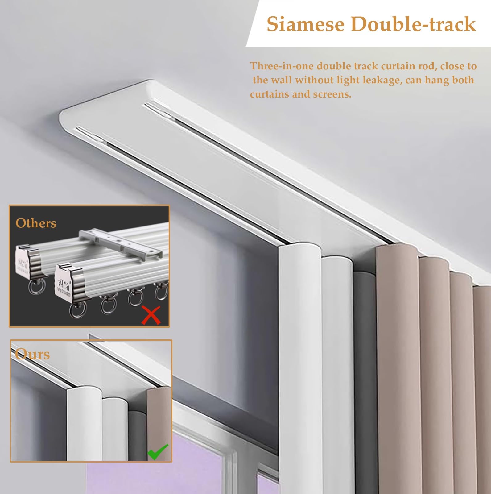 Tringle de plafond pour rideaux et voilages – Système de rail à rideaux pour portes coulissantes – Système de rail à rideaux (7,5 m / 24.6ft) – Blanc