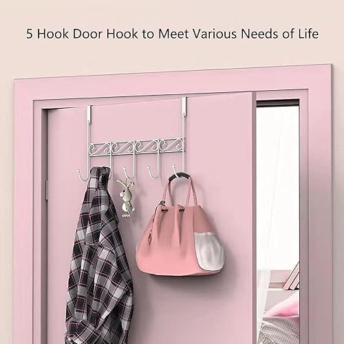 Miniatura 3 de Gancho para colgar sobre la puerta, para abrigo, toalla, bolsa, bata - 5 ganchos (blanco)