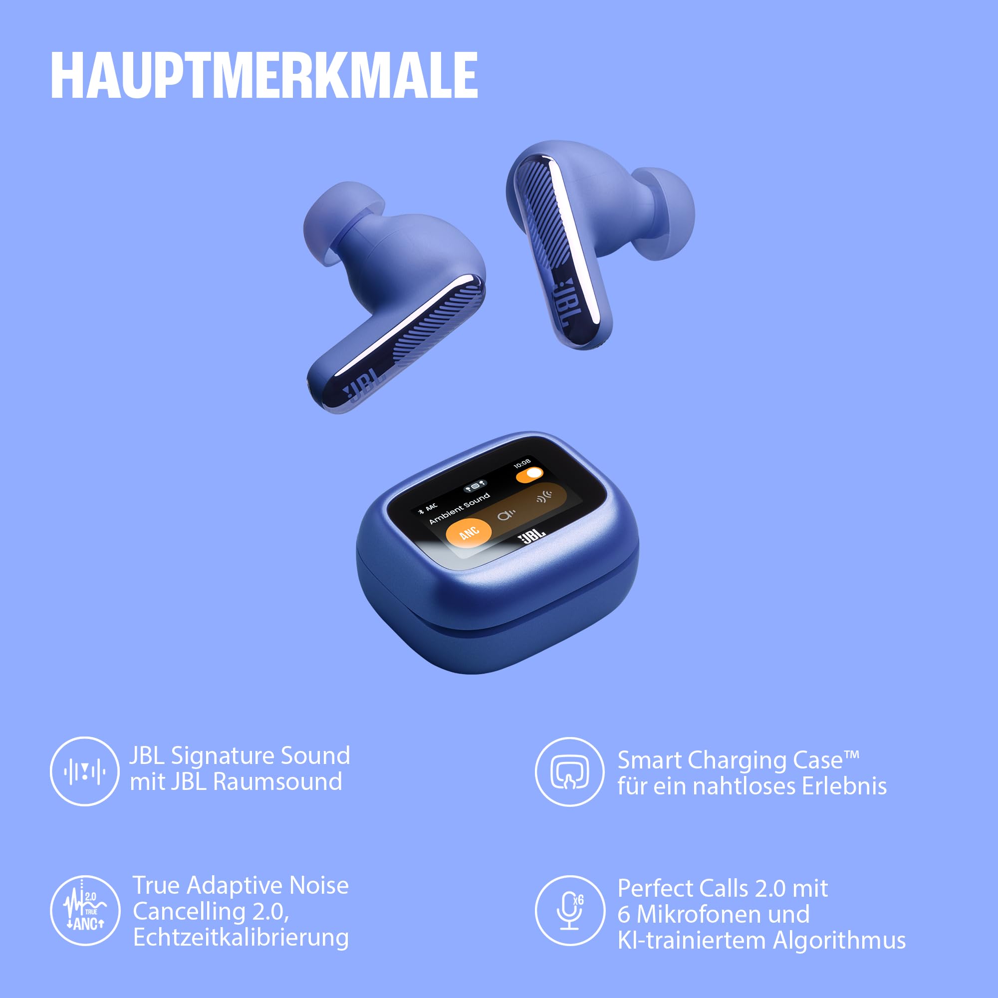 JBL Live Beam 4, Kabellose Noise-Cancelling-Ohrhörer, Grün | Hi-Res Audio, Smart Charging Case, Bluetooth 6.0, 40 Stunden Akkulaufzeit, IP55 Wasserdicht, JBL Signature‑ und Spatial Sound